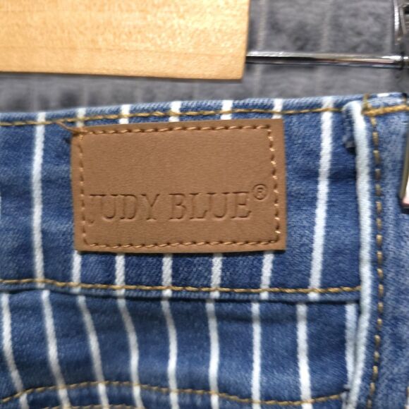 JudyBlue Pinstripe Super Flare Bellbottom Jeans Sz9 29x30 Retro 70s Hippie Rock - Picture 10 of 16